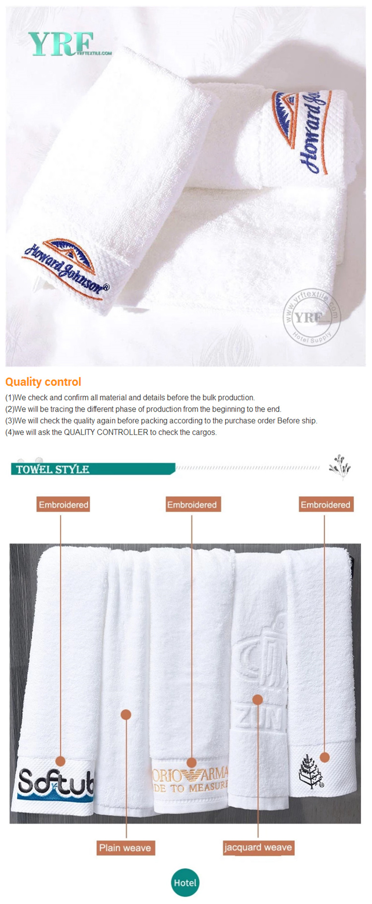 Jacquard Satin Plain White 100% Cotton Hotel Bath Towel