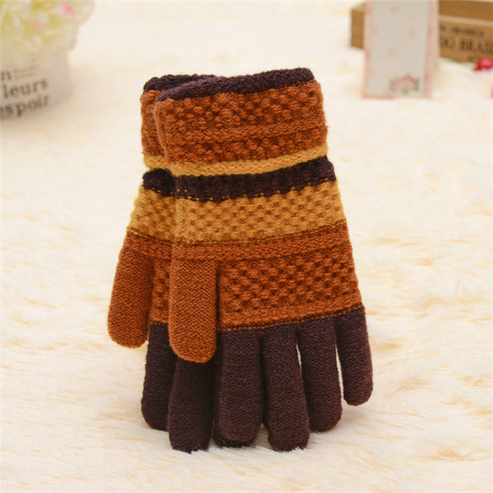 Fashion Kids Cheap Promotional Knitted Winter Striped Gloves