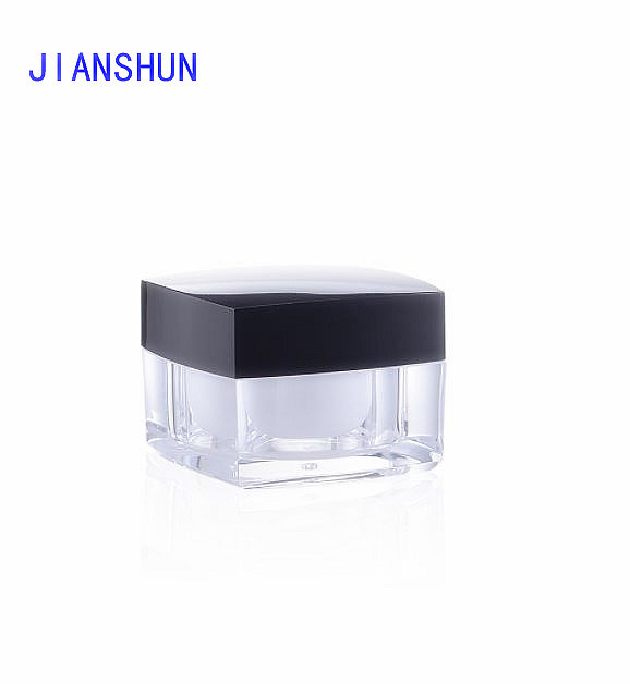 Double Wall Square Plastic Acrylic Cosmetic Jar