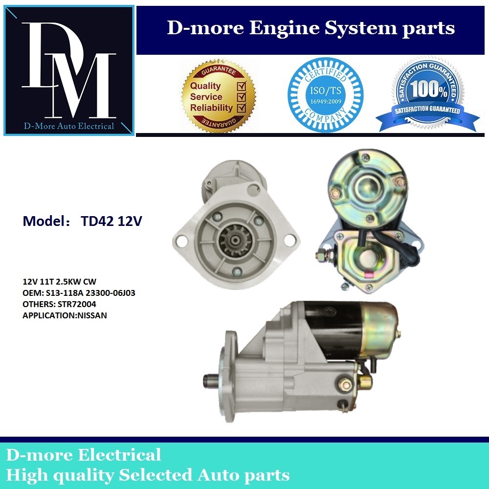  Td42 Denso Type S13-118A 2330006j00 Lrs01570 23300-06j03 Starter Motor 12V 11t 2.5kw for Nissan