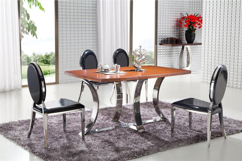 Rectangular MDF Top Stainless Steel Base Dining Table, Dining Room Furniture T-115