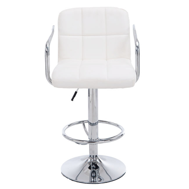 PU Leather Swivel Bar Stool with Stable Base Fashion 360 Turn Around Dental Stool for Office Chair White