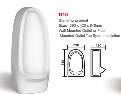 D16 Stand-Hung Urinal, Bathroom Accessories, Sanitary Ware