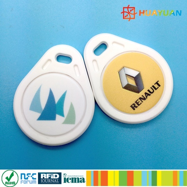 HUAYUAN Programmable good looking Colorful NTAG213 NFC RFID leather Keychain