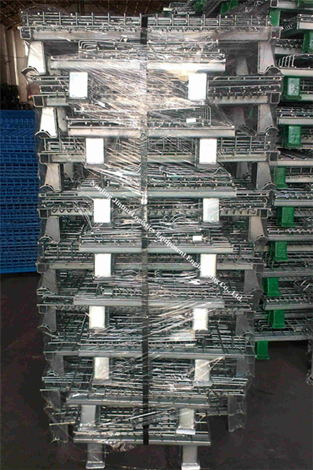 Foldable Metal Wire Mesh Pallet Cage for Warehouse Storage