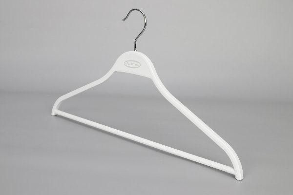 High-Grade White Gold Plastic Clothes Hangers with Bar