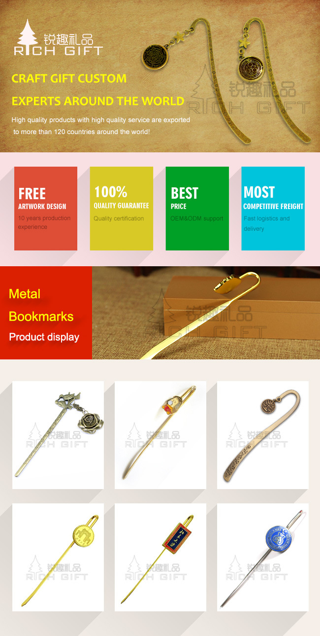 Custom Design High Quality Metal Bookmark for Student