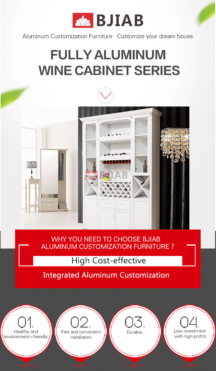 White Oak Modern Metal Home Furniture Aluminum Wine Cabinet