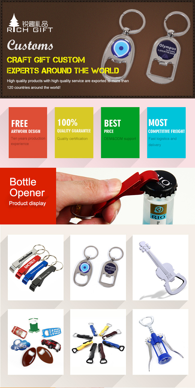 Promotional Gift Custom Professional Keyring Souvenir Logo PVC Magnetic Metal Bar Beer Bottle Opener Plastic Corkscrew Red Wine Opener with Zinc Alloy Key Chain