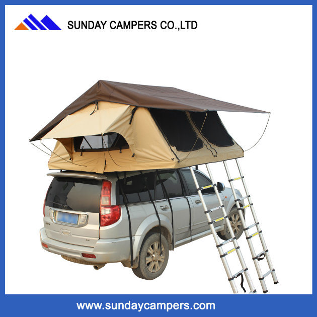 Camping Waterproof Double Ladder Family Safari Car Roof Top Tent