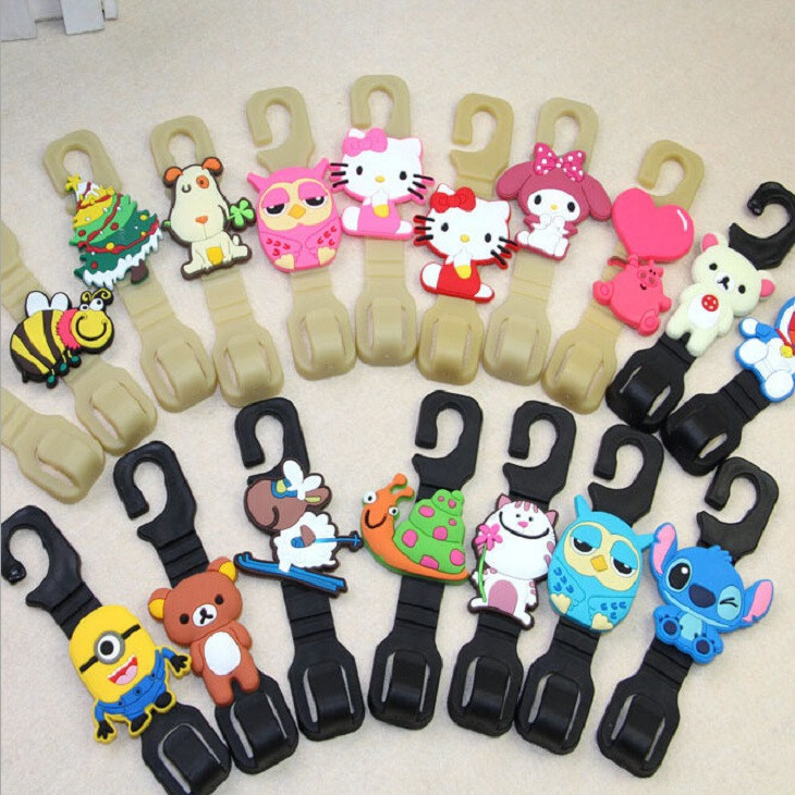 2PCS 18 Cartoon Animals Car Back Seat Holder Bag Clip Clasp Auto Headrest Hanger Hook