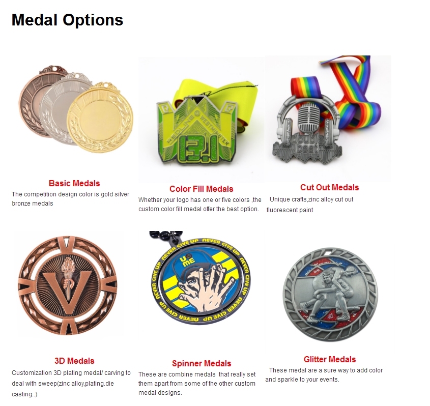Custom High Quality Enamel Marathon Running Award Metal Sport Medal with Ribbon