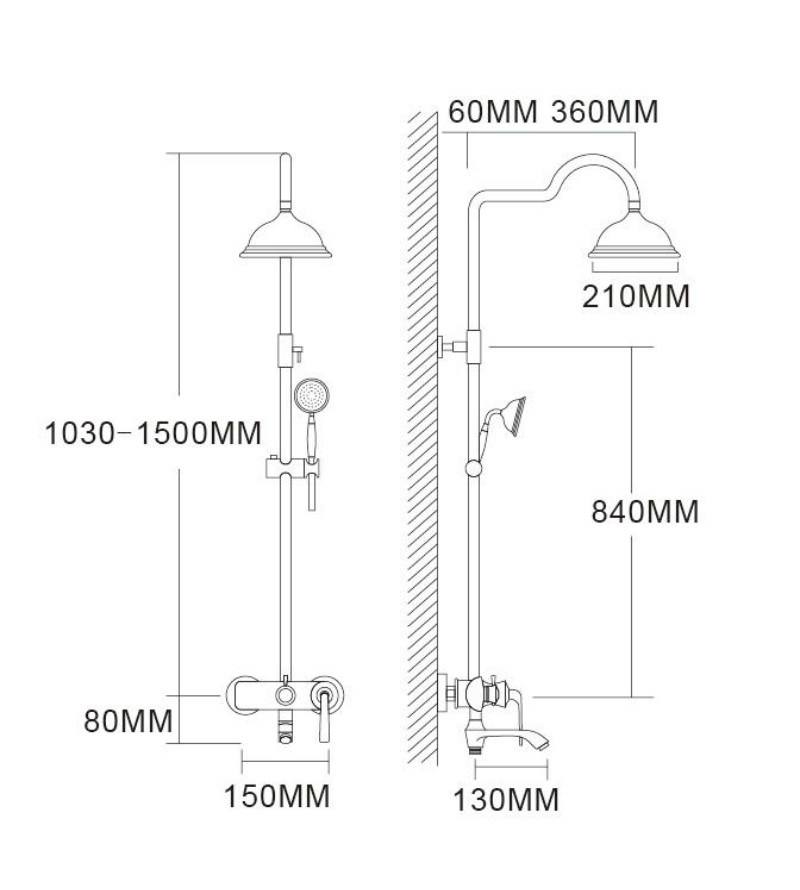 Luxury Shower Bath Panel Set Brass Bathtub Faucet