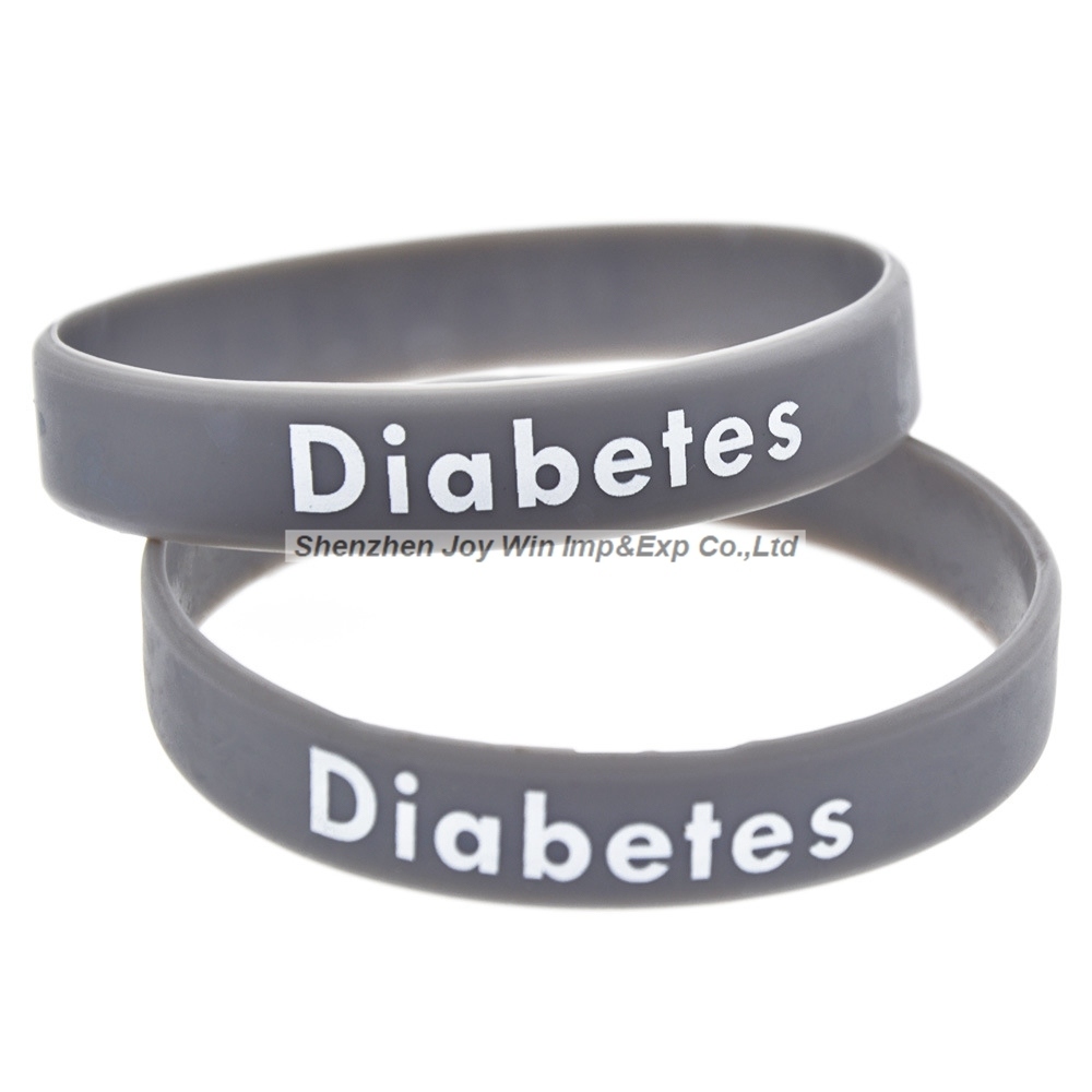 Silkscreen Diabetes Warning Silicone Bracelet