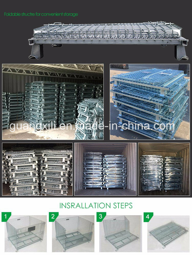 Rolling Mesh Wire Steel Pallet Metal Storage Cage