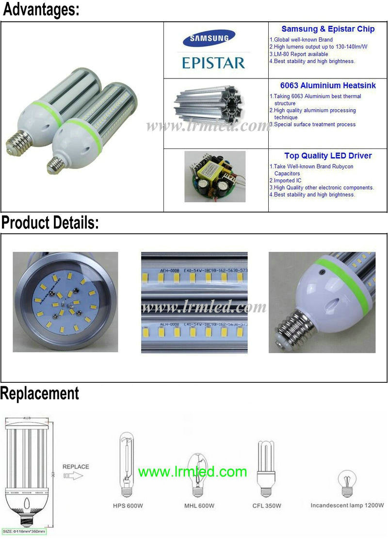 Manufactory Top Quality E39 E40 120W LED Corn Light