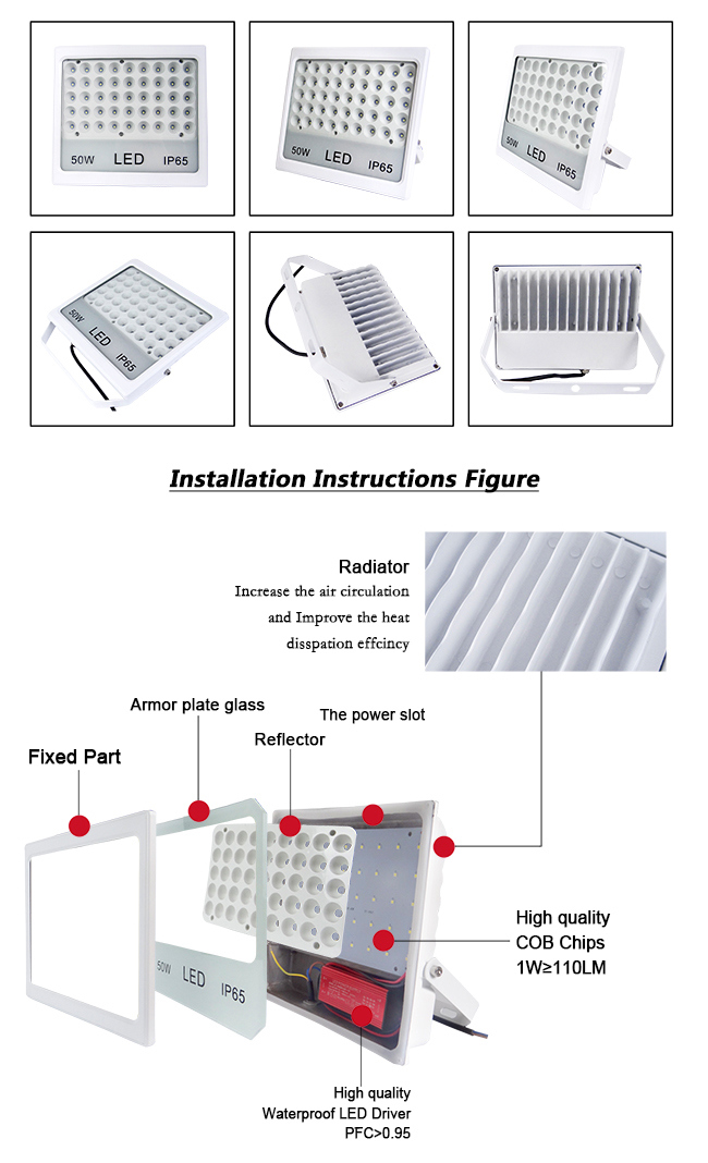 30W 50W 100W 150W SMD High Power Lamp Lighting LED Flood Light