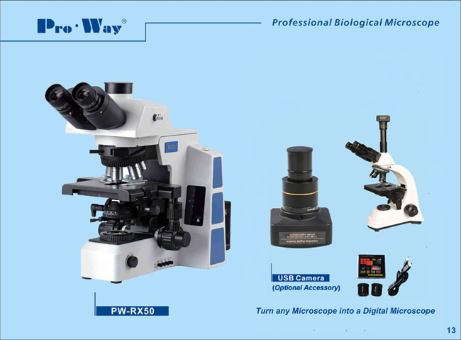 Professional Trinocular Compound Siedentopf Biological Microscope (PW-RX50)