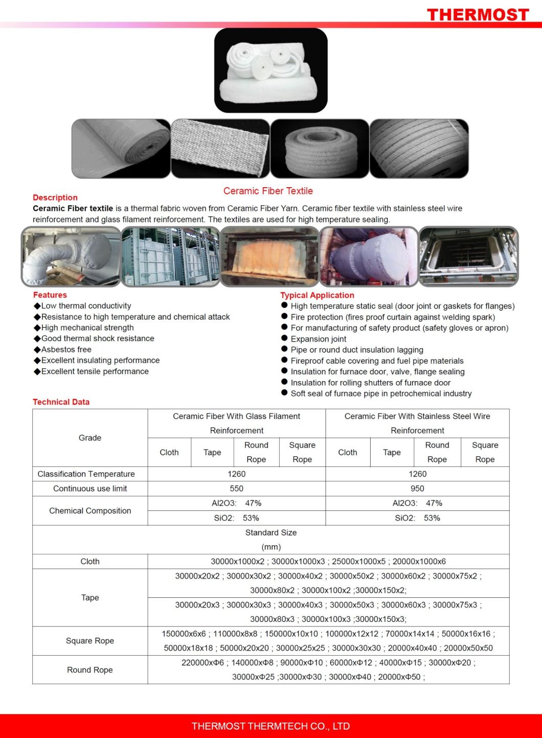 Ceramic Fiber Square Rope (650C-1260C)