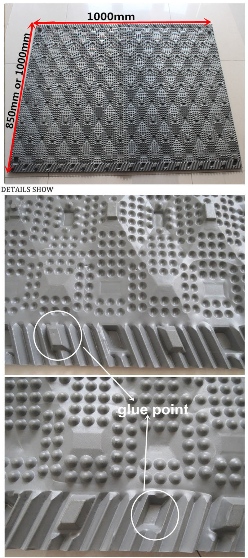 Windth 1000mm Spindle Cooling Tower Gray PVC Packing