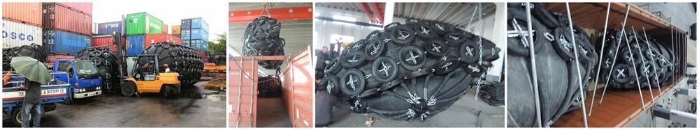 Rubber Fender with Tire Chain Quay Pneumatic Rubber Fender