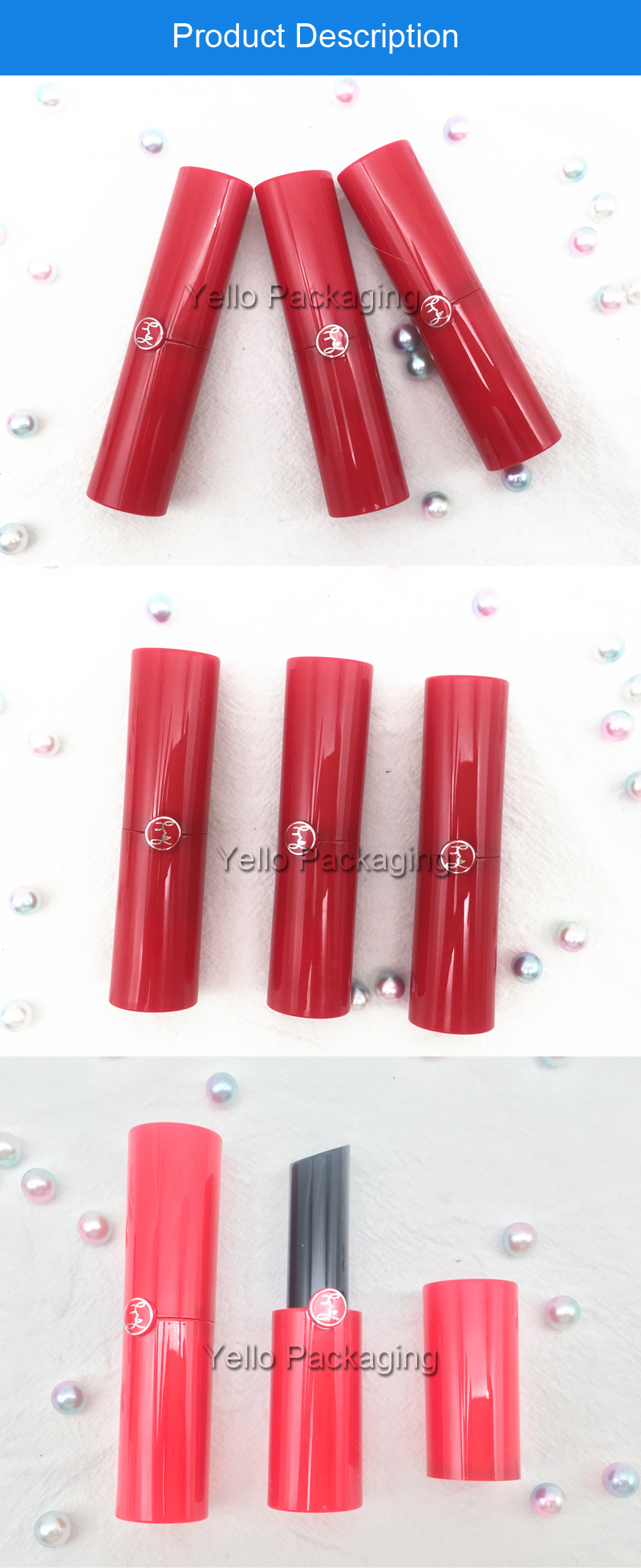 Wholesale Custom Cosmetic Packaging Red Magnet Lipstick Tube