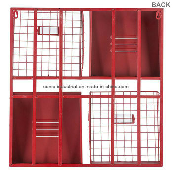 High Quality Red 4-Pocket Metal Wall Shelf Wire Rack