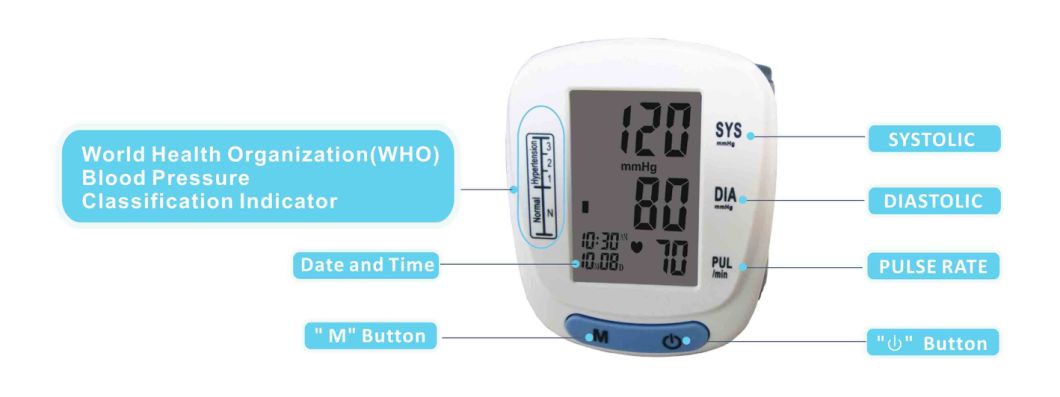 Wrist Digital Blood Pressure Monitor with LCD Display