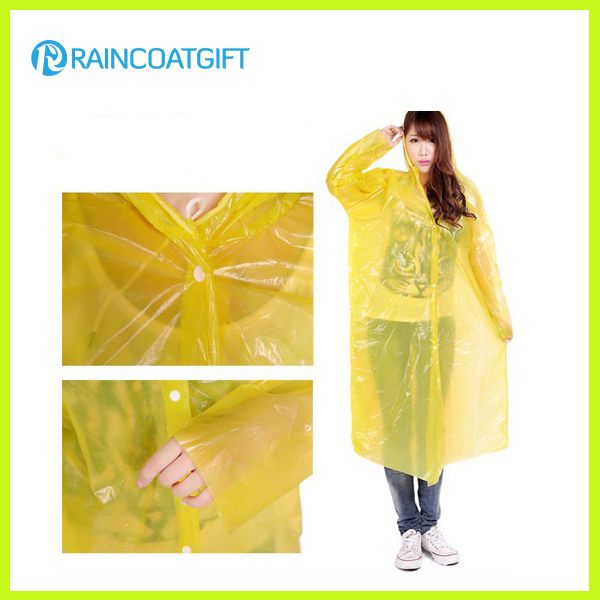 Women's Yellow PE Disposable Raincoat Rpe-150