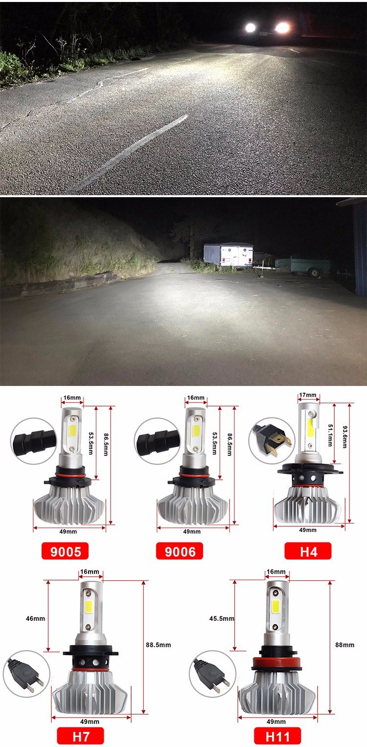 Wholesale 9000lm Auto Head Light LED H4, Super Bright H7 Fanless Car LED Headlight Bulb