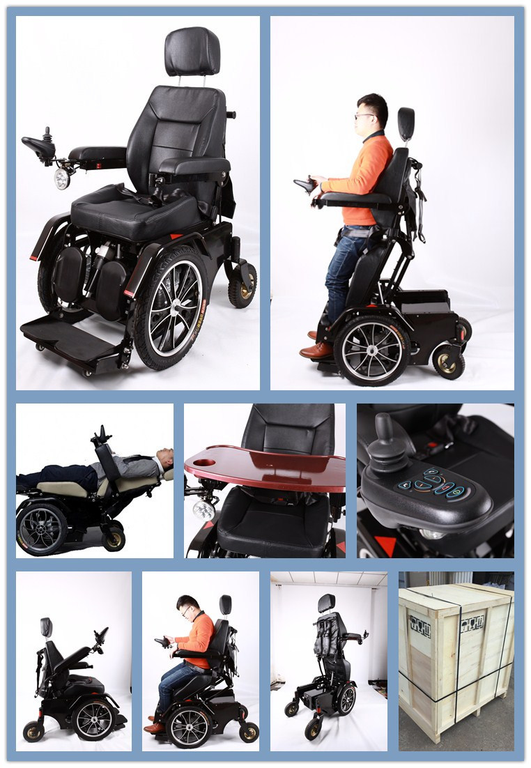 320W Steel Standing up Electric Power Wheelchair with Light