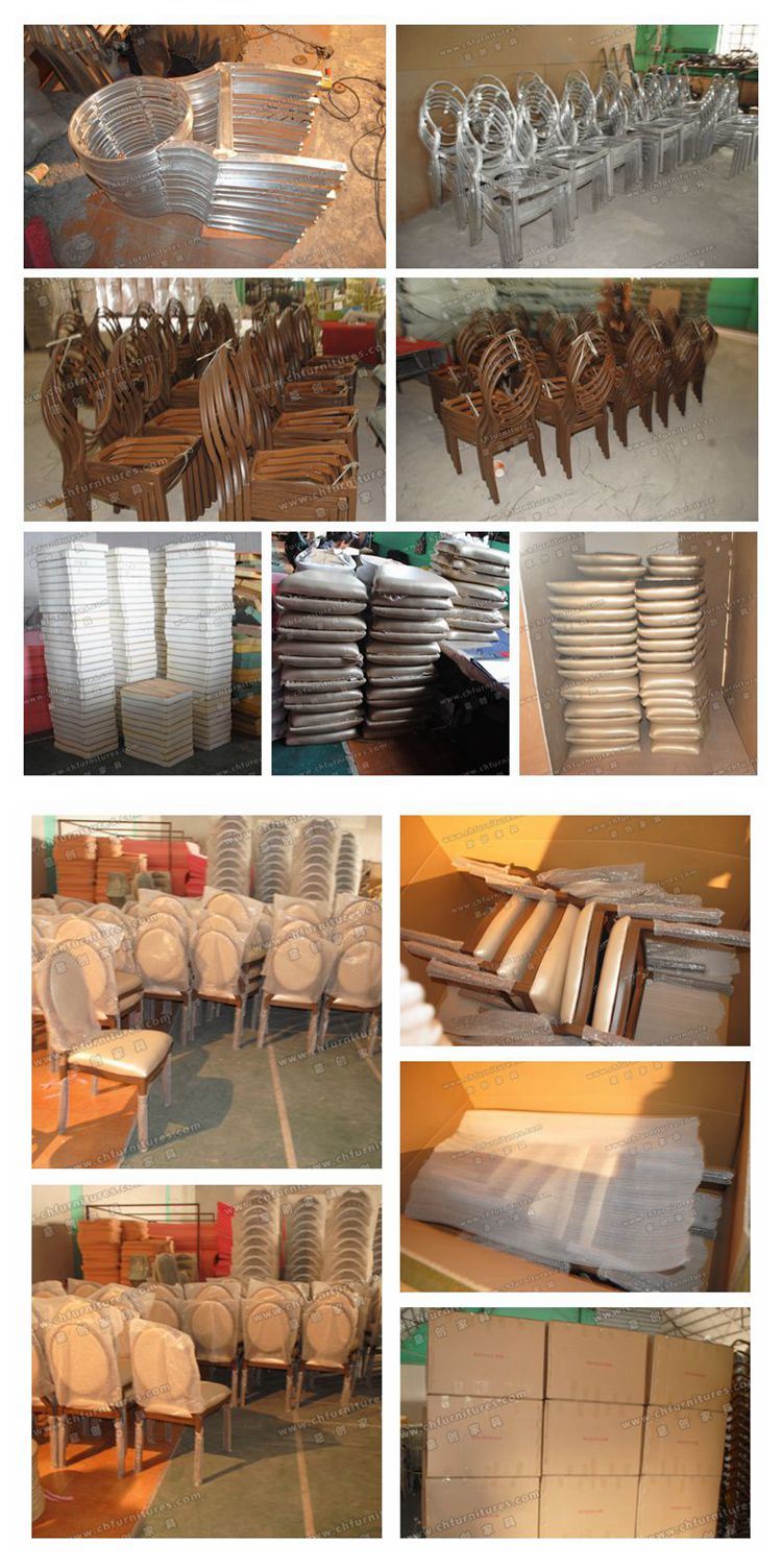 Yc-D33-01 Dubai Used Price Modern Luxury Wood Grain Finish Stackable Metal Aluminum Hotel Ballroom Banquet Dining Chair