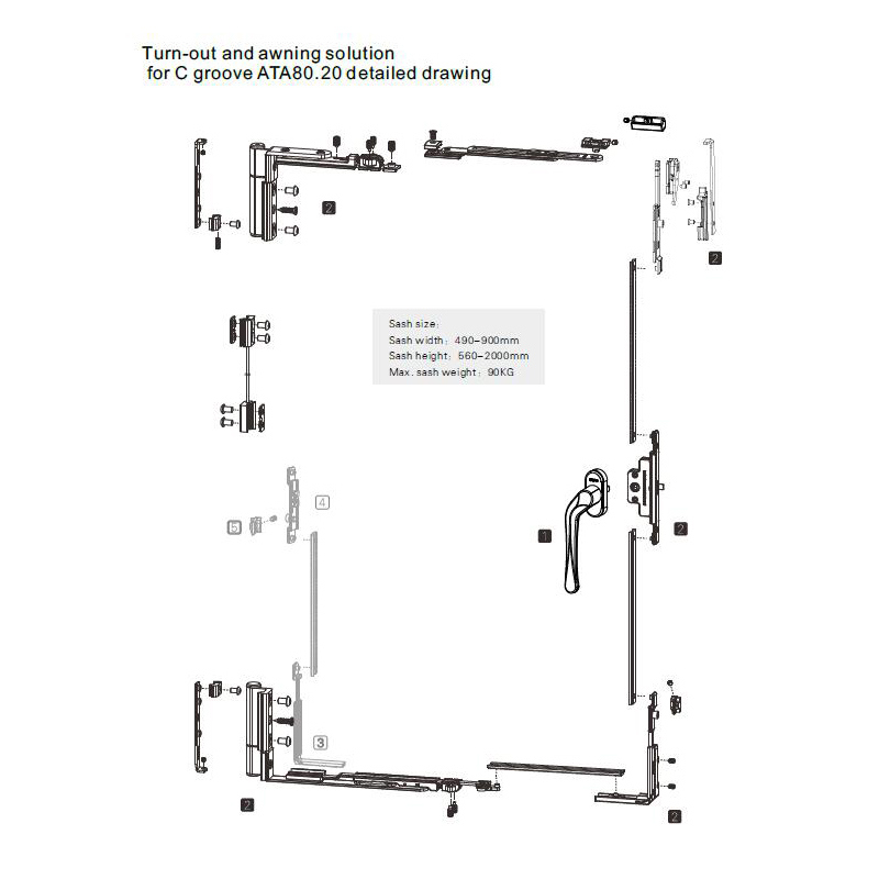 Window System Top-Hung Casement Window Fitting for Casement Window