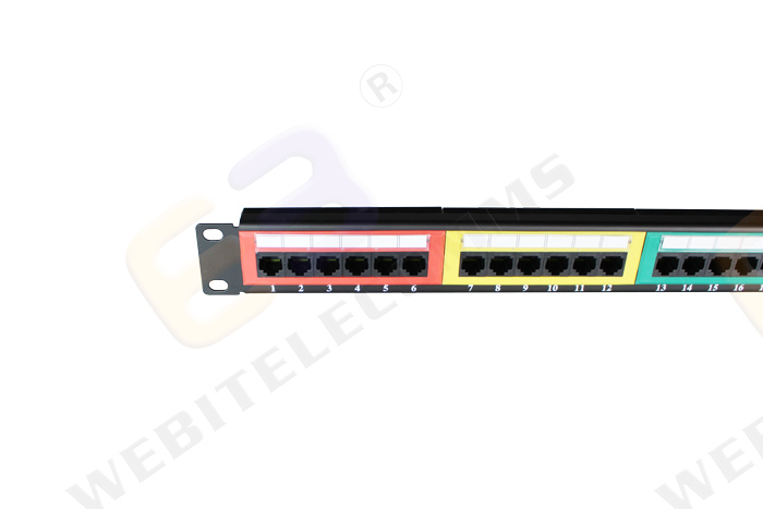 UTP 1u CAT6 Patch Panel 24 Ports Rack Panel with Colored Keystone Modular