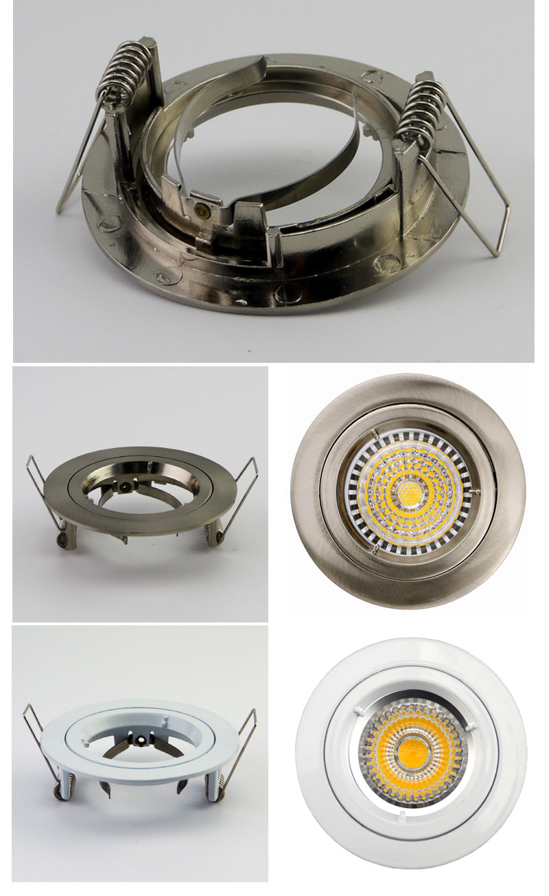 Die Cast Aluminum GU10 MR16 Fixed Recessed White Satin Nickel Round LED Light (LT1100)