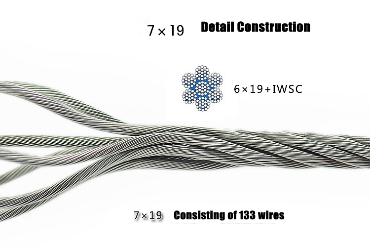 Mineral and energy Use Stainless Steel Wire Rope 7X19 10mm