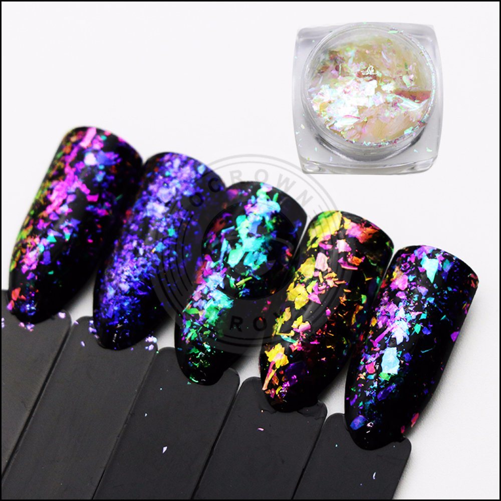Ocrown Nail Art Decoration Paillette Glitter Sequins Iridescent Chameleon Flakes