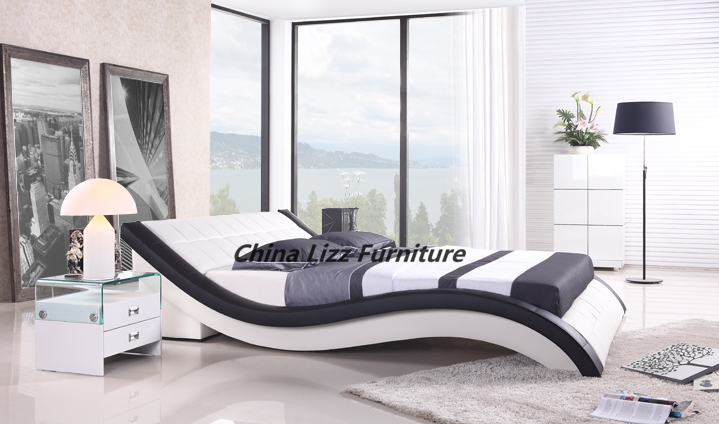 Latest Modern Design Wooden Frame Soft Double Bed