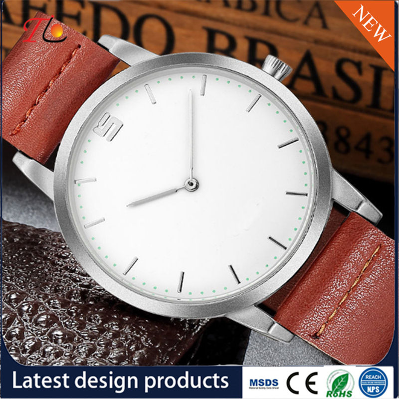 Fashion Design Round Simple PU Leather Strap Men's Wrist Watch
