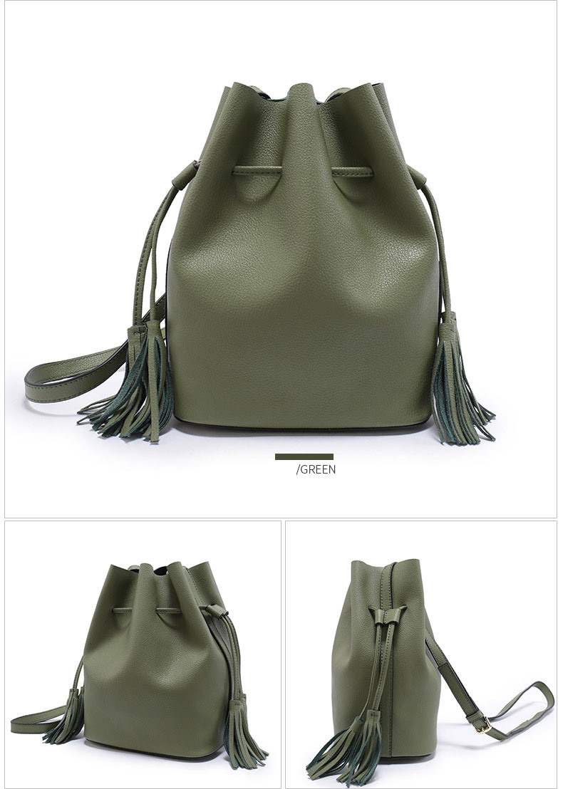 Fashion Leisure Ladies Genuine Leather Single Shoulder Bucket Bag