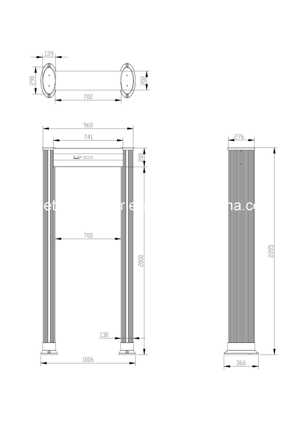 Lightweight Elliptic Column Door Frame Metal Detector Gate