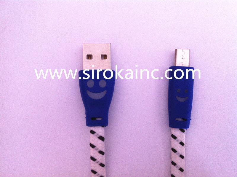 Nylon Fabric Charging USB Cable for 3.5mm Mini Speaker