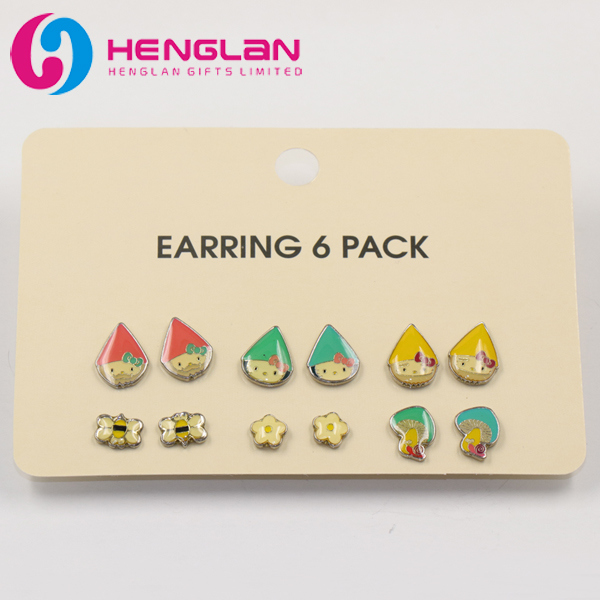 Cute Enameled Angry Hello Kitty Stud Earring for Childrens Accessories