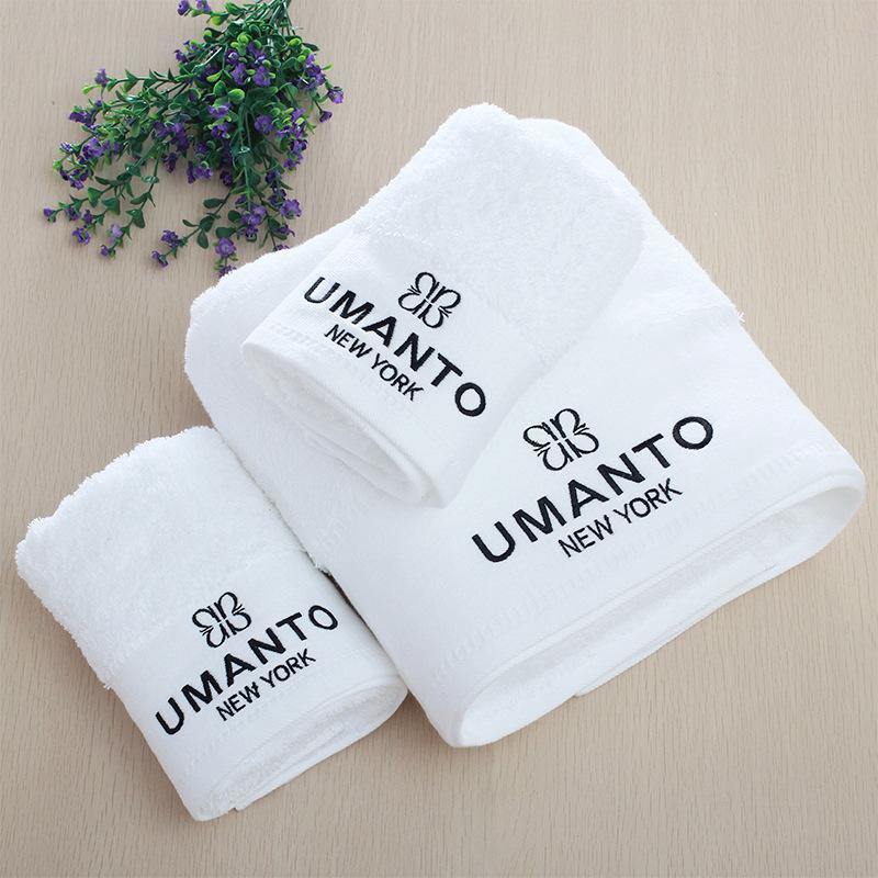 White Embroidery 100% Cotton Towel for Hotel, Home & Gym Use (JRD009)