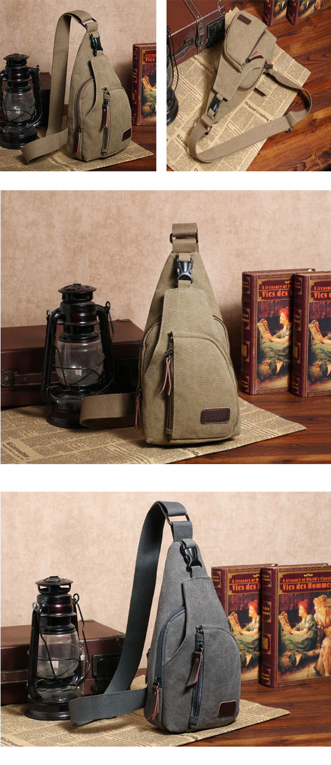 Outdoor Sports Casual Canvas Crossbody Sling Bag Shoulder Bag Chest Bag for Men