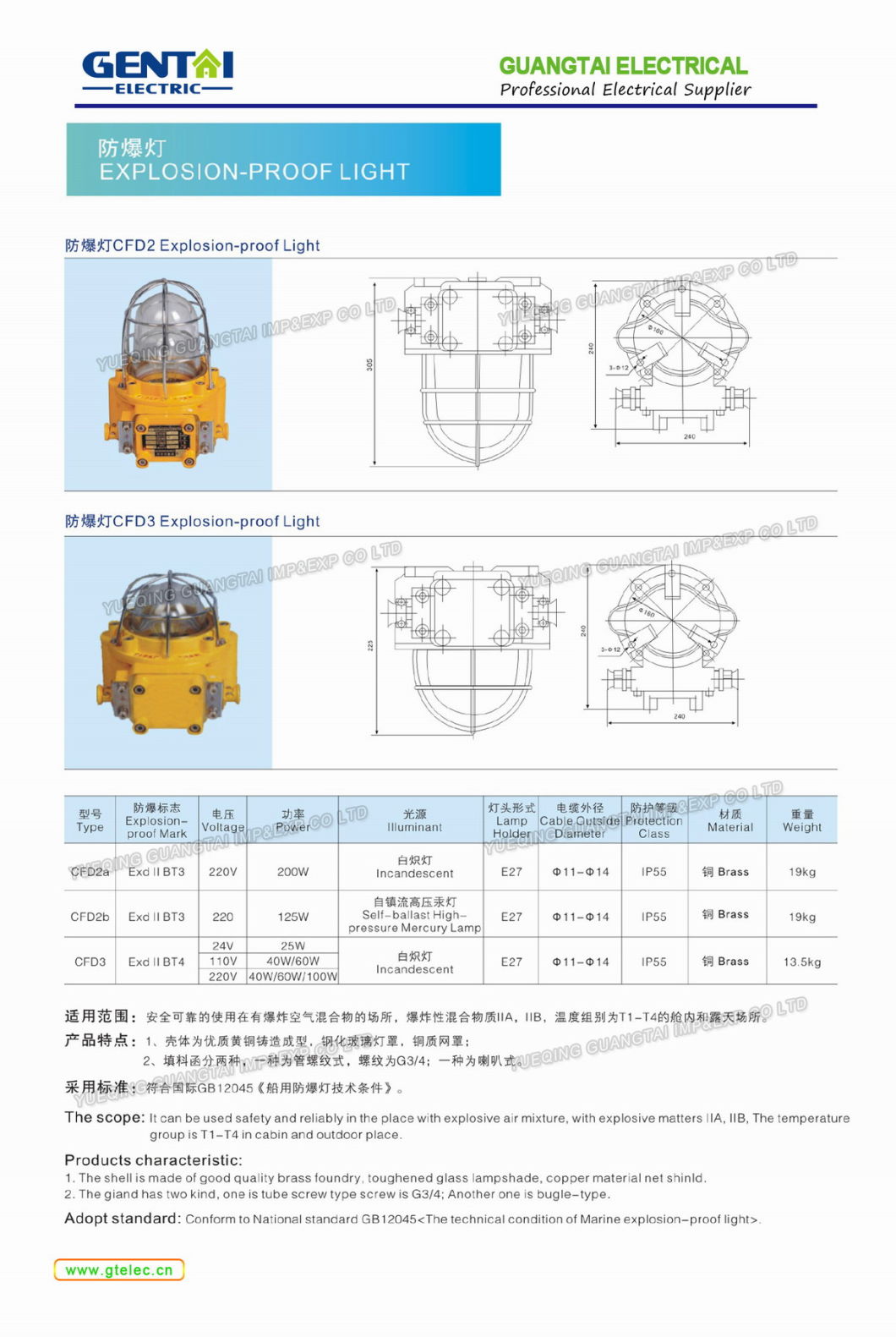 Cfd1 220V 60W Marine Explosion Proof Lamp, Explosion-Proof Light