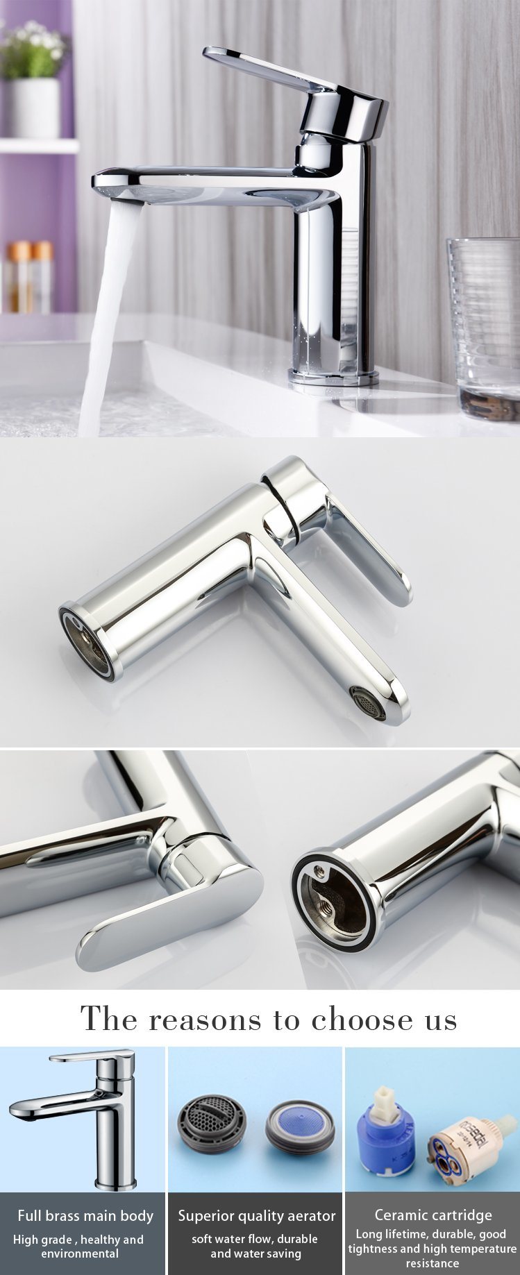China Single Handle Brass Bathroom Wash Basin Faucet for Construction & Decoration