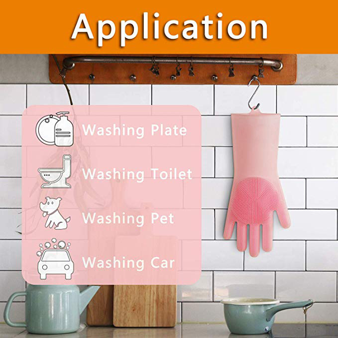 Kitchen Bathroom Pet Food Grade Silicone Rubber Work Dishwashing Gloves