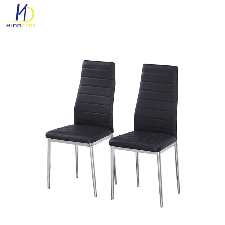 High Back Metal Frame Chromed Leg Leather Dining Chairs for Restaurant