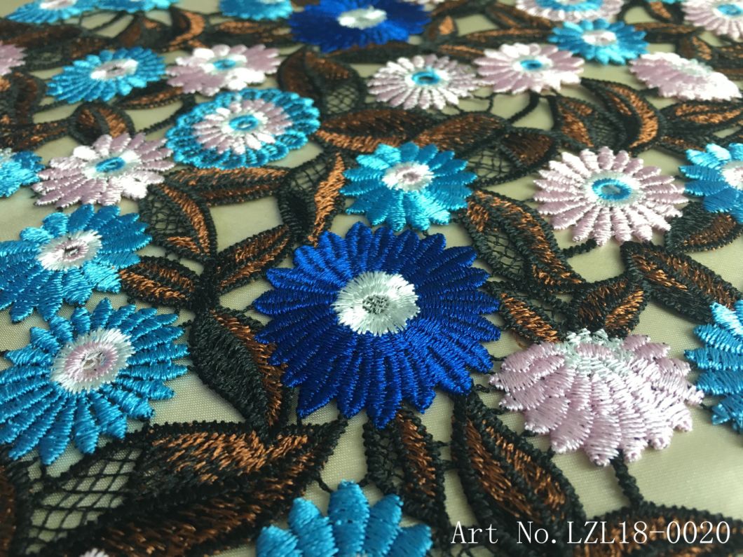 Multi-Color 3D Image Embroidery Lace for Garment